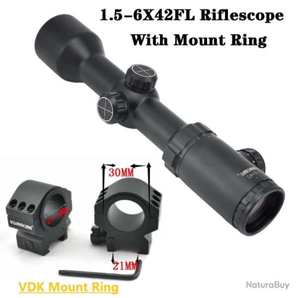Visionking - lunette de vise grand Angle 1.5-6x42 -**With 21mm Low Ring