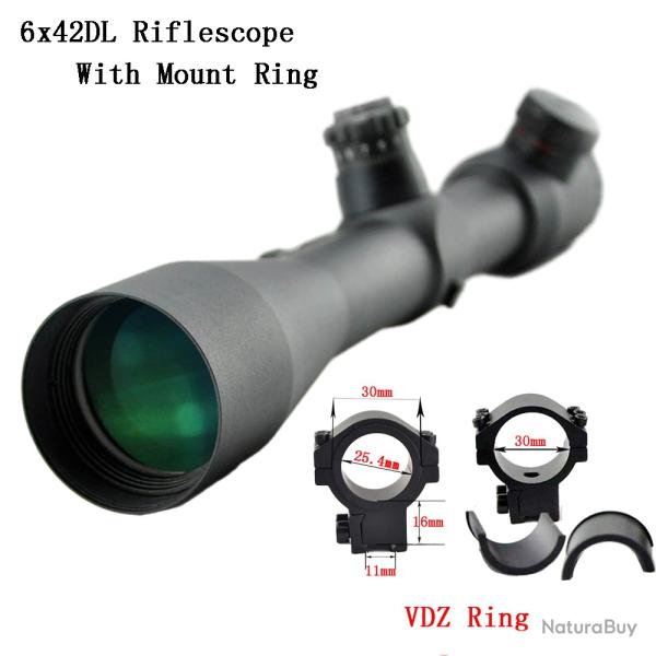Visionking lunette de vis�e illumin�e VS6x42DL Sight with 11mm Low rings LIVRAISON GRATUITE