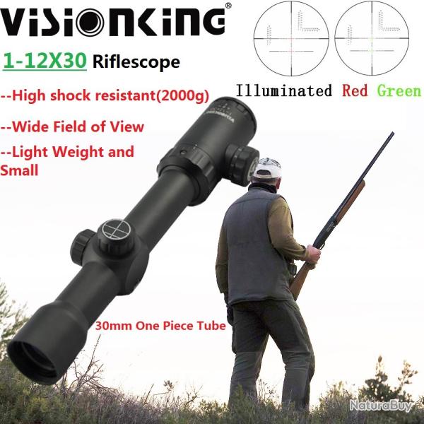Visionking lunette de vis�e illumin�e mise au point lat�rale 1-12x30
