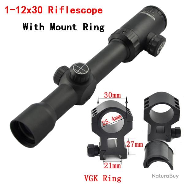 Visionking lunette de vise illumine 1-12x30 with 21mm High Ring LIVRAISON GRATUITE