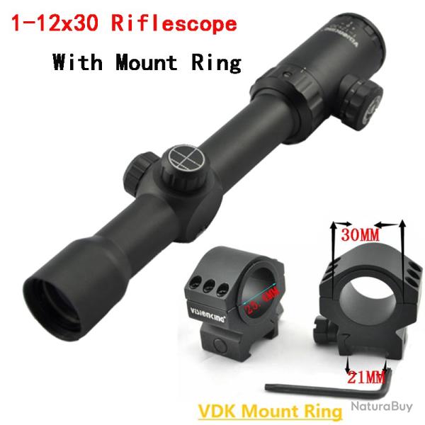 Visionking lunette de vise illumine mise au point latrale 1-12x30 with 21mm Low Ring
