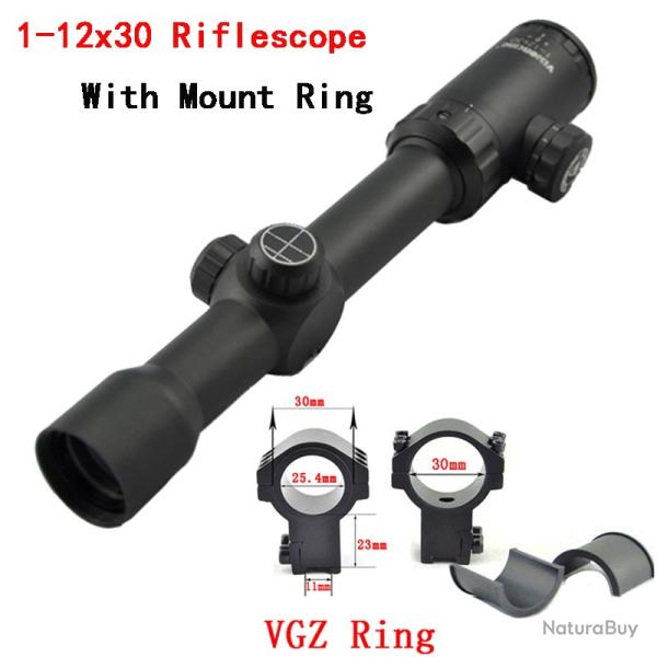 Visionking lunette de vise illumine mise au point latrale 1-12x30 with 11mm High Ring