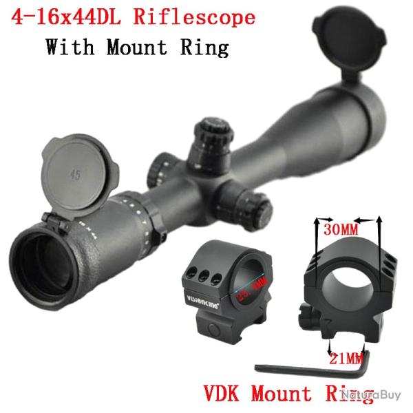 Visionking lunette de vis�e illumin�e 4-16x44 Scope With 21mm Low Ring LIVRAISON GRATUITE