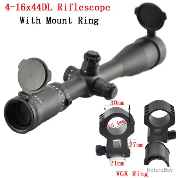 Visionking lunette de vis�e illumin�e mise au point lat�rale 4-16x44 Scope With 21mm High Ring