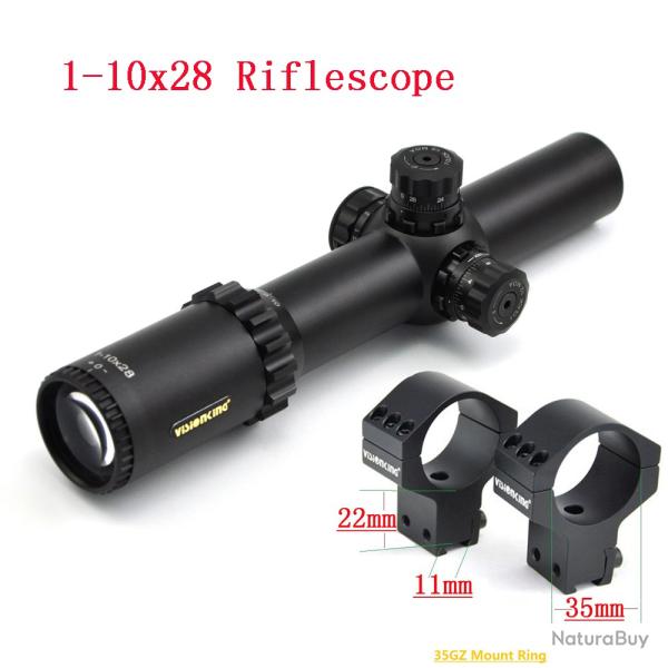 Visionking lunette de vis�e illumin�e 1-10x28T Riflscope with 11mm Rings LIVRAISON GRATUITE