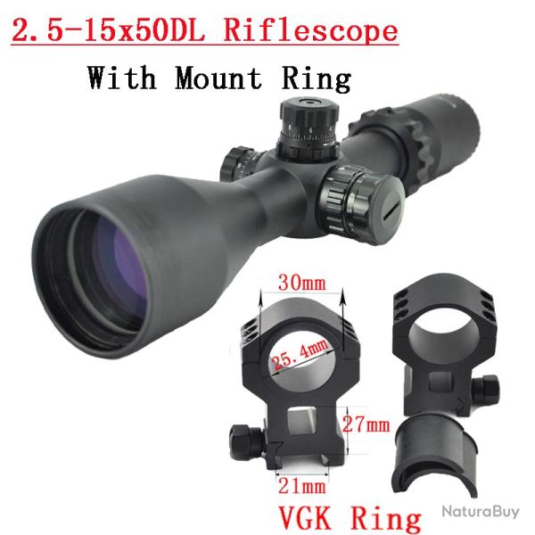 Visionking lunette de vis�e illumin�e VS2.5-15x50DL Sight With 21mm High Ring LIVRAISON GRATUITE