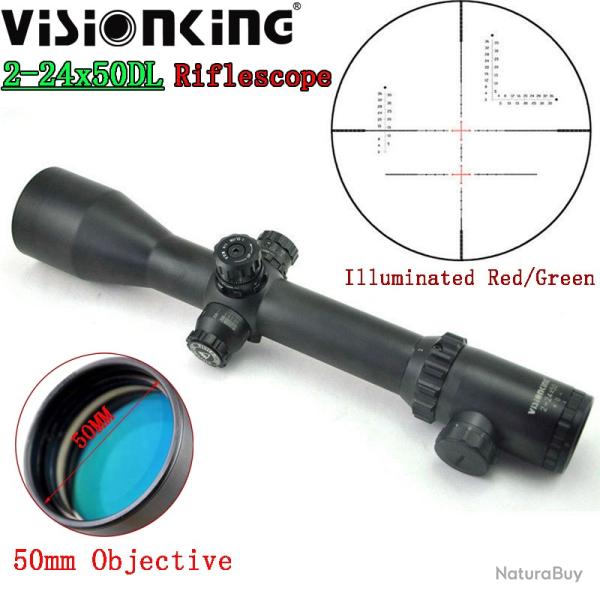 Visionking lunette de vise illumine 2-24x50 Riflescope LIVRAISON GRATUITE