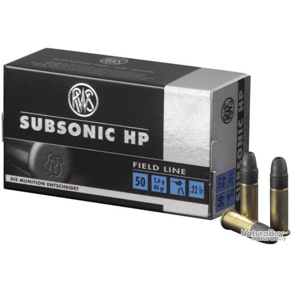 MUNITION RWS 22 LR SUBSONIC HP BOITE DE 50