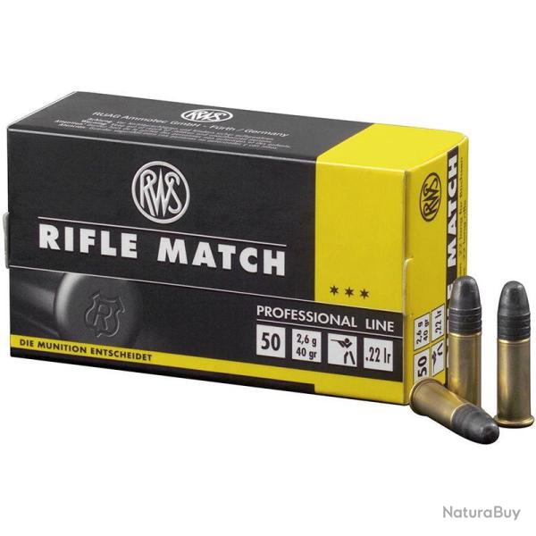 MUNITION RWS 22LR RIFLE MATCH 2.6 G 40 GR