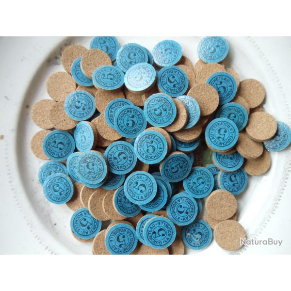 Lot de 130 rondelles li�ge nominatives en calibre 12 , n�5.