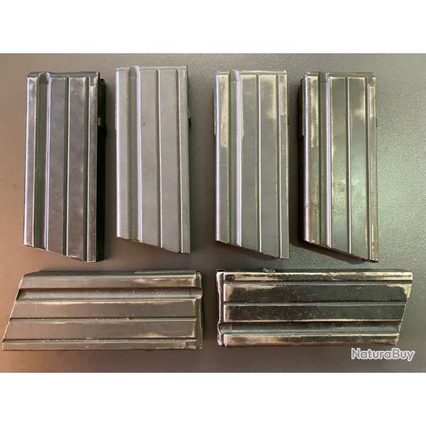 Lot de 6 chargeurs FAMAS Calibre 222 Rem, 223 Rem, 5.56 OTAN