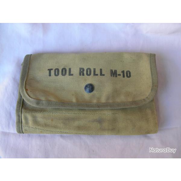 WW2 US POCHETTE MILITAIRE AMRICAINE POUR KIT D'ENTRETIEN .30 ET .50 TOOL ROOL M-10 ( 39-45 )
