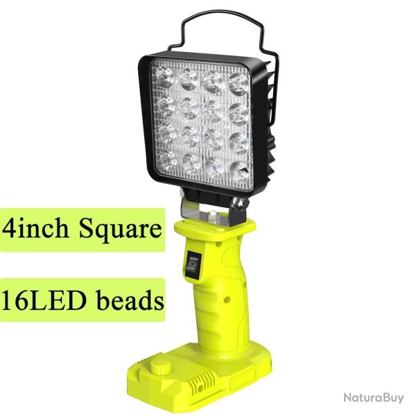 LAMPE DE TRAVAIL 18V SANS BATTERIE LED TENTE CAMPING SURVIE SECOURS USB RECHARGEABLE CARRE NEUVE