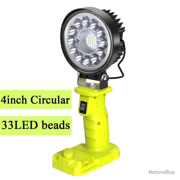 LAMPE DE TRAVAIL 18V SANS BATTERIE LED TENTE CAMPING SURVIE SECOURS USB RECHARGEABLE RONDE NEUVE