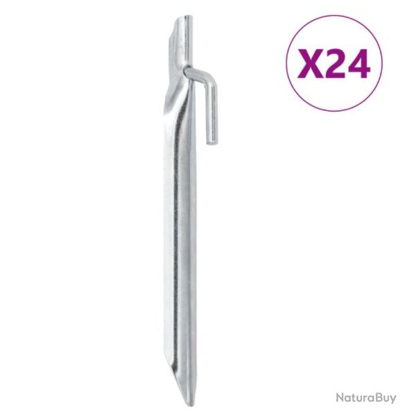 Piquets de tente en acier galvanis� 24pcs 29,5 cm pour camping et jardin ext�rieur