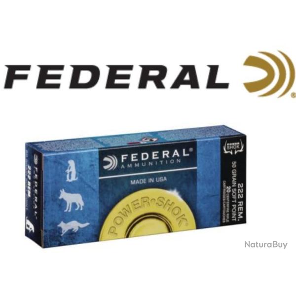 Munitions FEDERAL Cal.222 rem 50GRS PS-SP POWER SHOK par 20