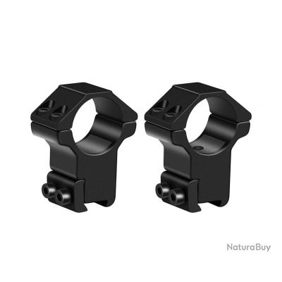 Lot de 2 colliers de montage hauts pour lunette de visée 30 mm - Rail 11 mm - Montages tir de
