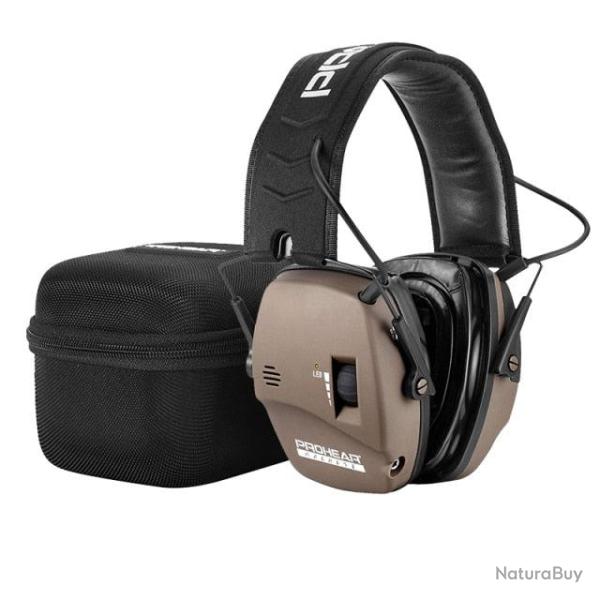 CASQUE ANTI-BRUIT �LECTRONIQUE + SACOCHE - MARRON - LIVRAISON GRATUITE