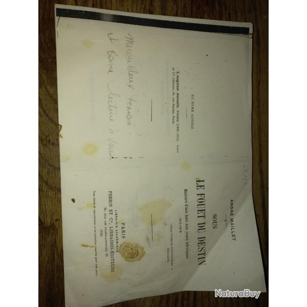 Photocopie du livre sous le fouet du destin 1920 de Andr� maillet