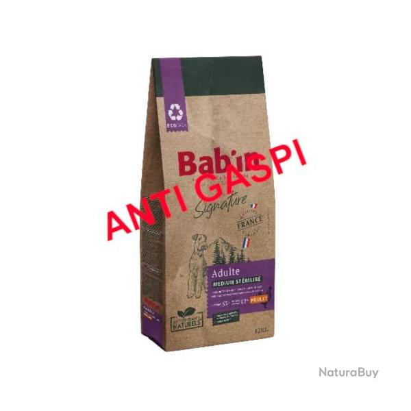 1 paquets de 3 kg de croquettes Bab'in, pour chien st�rilis� de 11 � 25 kg ( Anti-gaspi)