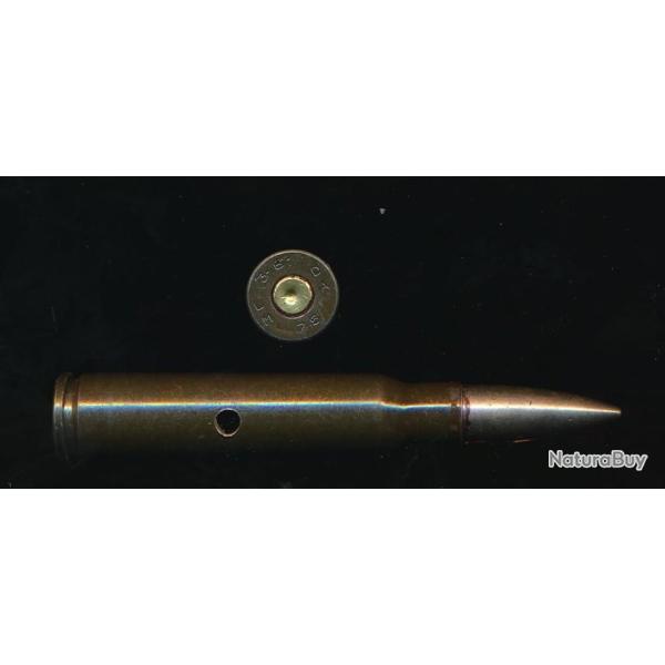 UNE CARTOUCHE de 7,5x54 Mle 1929 � Balle Mle 1924C �tui acier laqu� Mle 1952 chemise acier/nickel