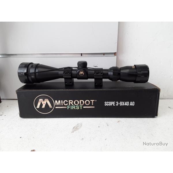 Lunette Microdot FIRST 3-9x40 AO + colliers pour rail 11mm