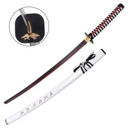 KATANA DECO LAME ACIER MOTIFS JAPONAIS FOURREAU BLANC
