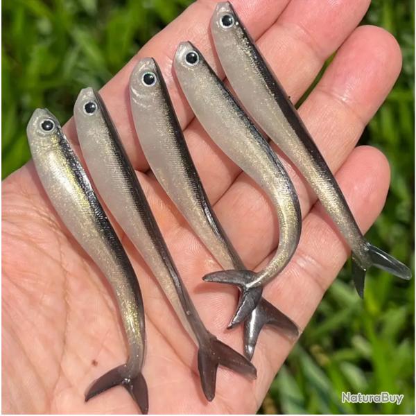 Leurres de pche souples artisanaux - 8 cm  5 pices ressemblance parfaite