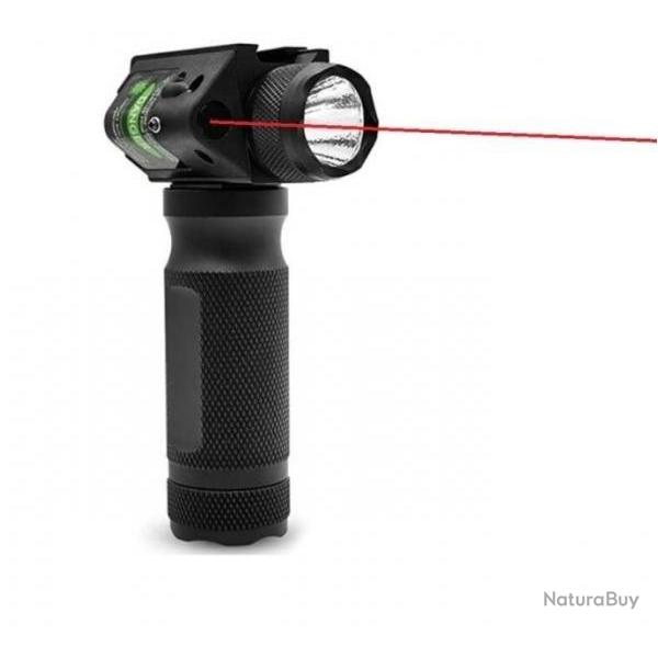 Poign�e Tactique Lampe 1000 lumens Laser rouge pour rail picatinny en m�tal