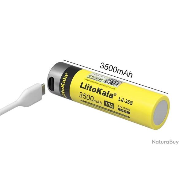 Batterie 18650 - 3.6V - 3500mAh - rechargeable USB
