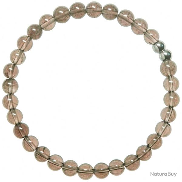 Bracelet en quartz fum� - Perles rondes 6 mm