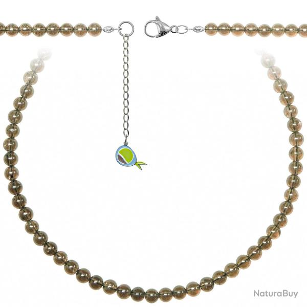 Collier en quartz fum� - Perles rondes 6 mm - 70 cm