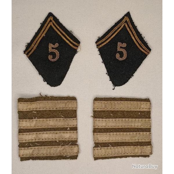 Pattes de col 5�me R�giment de Chasseur d'Afrique Commandant 39/45