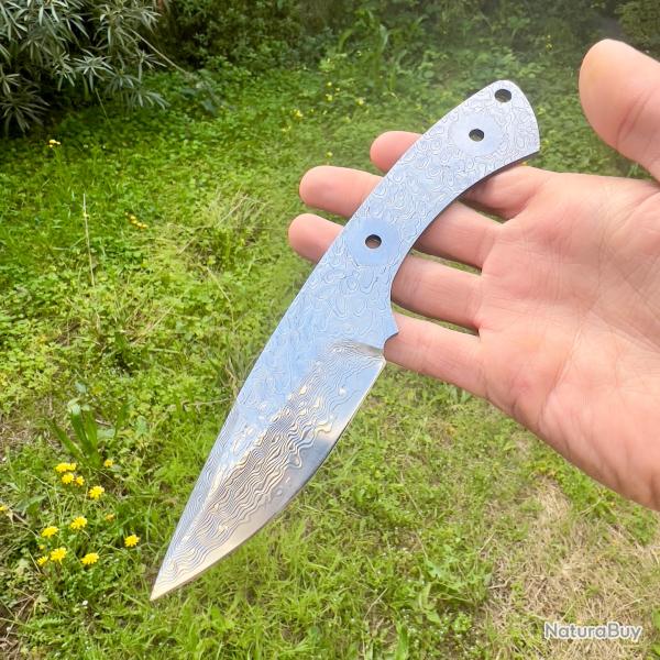 Lame de couteau vierge acier damas artisanal coutelier artisanat creation #295