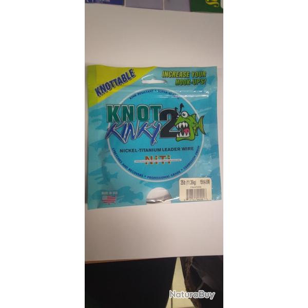 CABLE NICKEL-TITANIUM POUR MONTAGE BROCHET  KNOT KINKY 2 - 11.36KG - 4.6M - NEUF