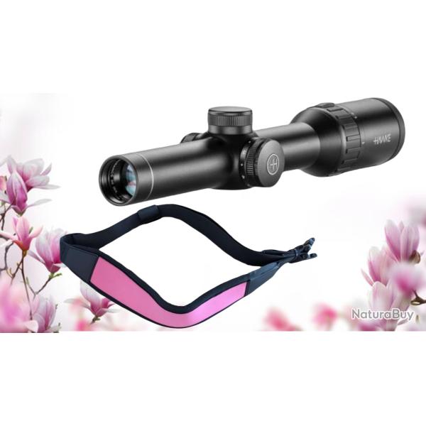 KIT - Lunette de battue Hawke Endurance 30 WA 1-4x24 et Sangle Noprne Rose