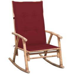 Chaise &agrave; bascule avec coussin Bambou