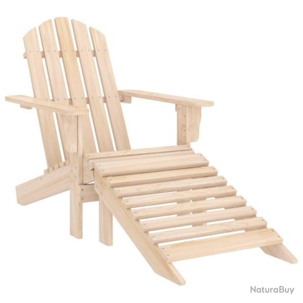 Chaise de jardin Adirondack avec pouf bois de sapin solide