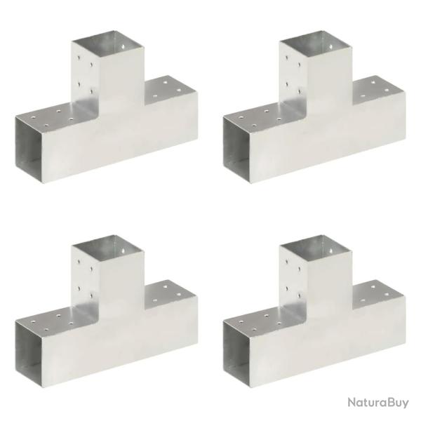 Connecteurs de poteau 4 pcs Forme en T M�tal galvanis� 81x81 mm