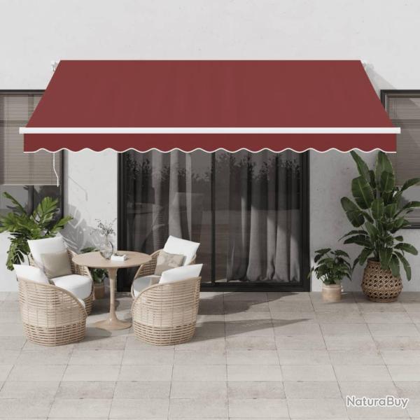 Auvent manuel r�tractable avec LED bordeaux 400x300 cm
