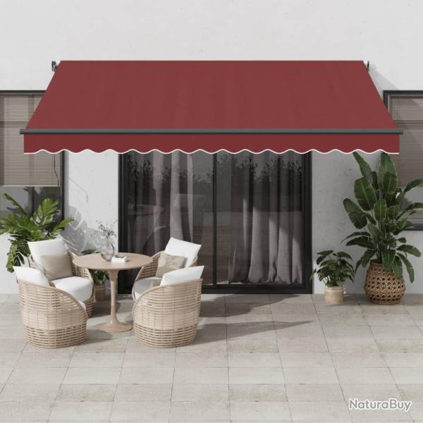 Auvent manuel r�tractable avec LED bordeaux 400x300 cm
