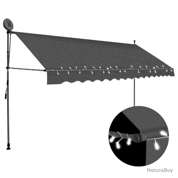 Auvent manuel r�tractable avec LED 400 cm Anthracite
