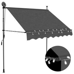 Auvent manuel r&eacute;tractable avec LED 200 cm Anthracite