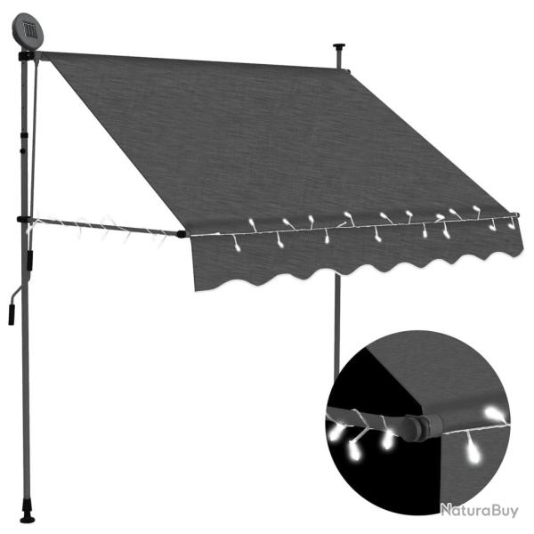 Auvent manuel r�tractable avec LED 200 cm Anthracite