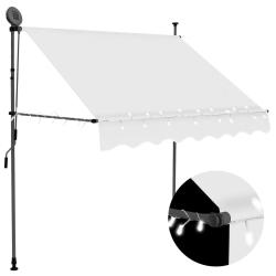 Auvent manuel r&eacute;tractable avec LED 100 cm Cr&egrave;me