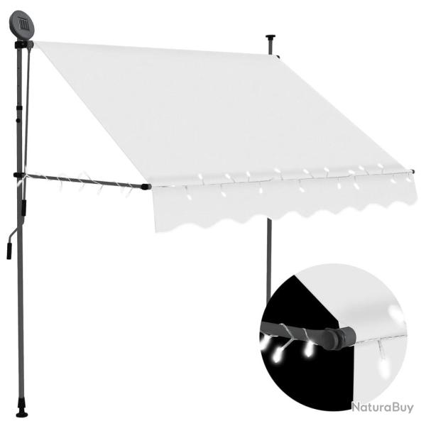 Auvent manuel r�tractable avec LED 100 cm Cr�me