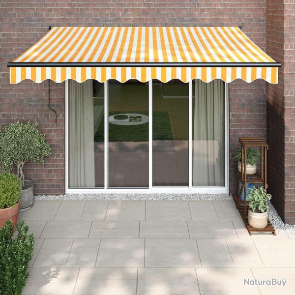 Auvent r�tractable jaune et blanc 3x2,5 m tissu et aluminium