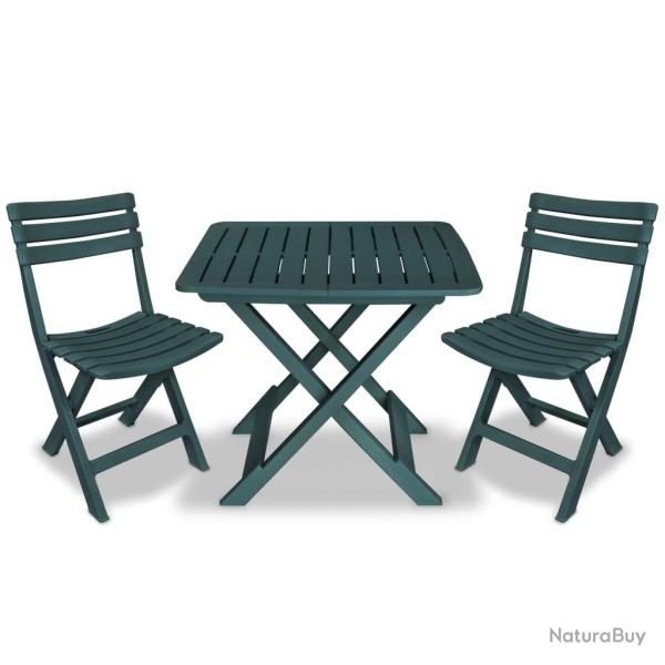 Ensemble de bistro pliable 3 pcs Plastique Vert