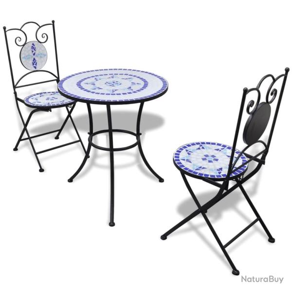 Ensemble de bistro 3 pcs Carreaux c�ramiques Bleu et blanc