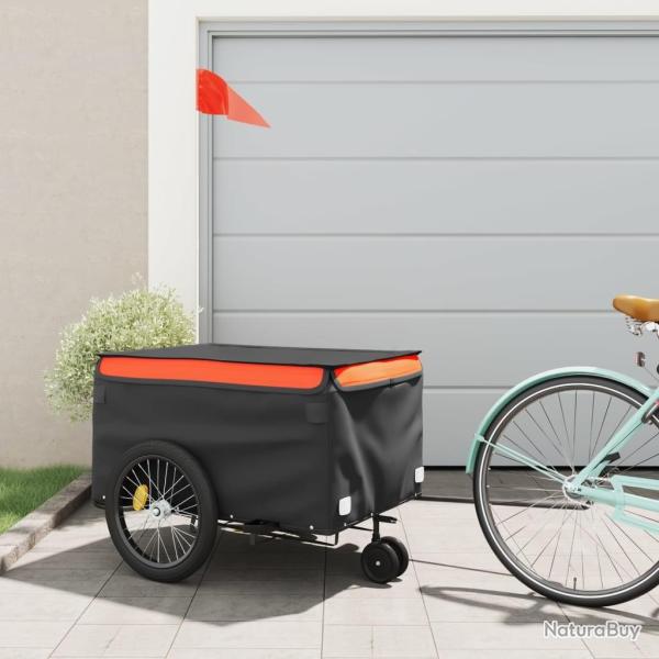 Remorque de v�lo noir et orange 45 kg fer